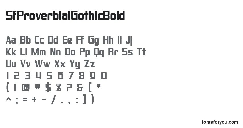 Czcionka SfProverbialGothicBold – alfabet, cyfry, specjalne znaki