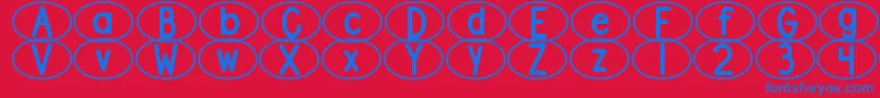 DjbStandardizedTestOval2 Font – Blue Fonts on Red Background