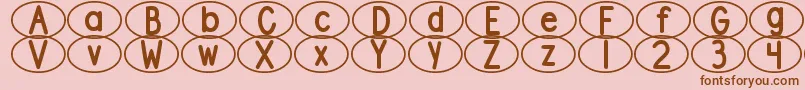 DjbStandardizedTestOval2 Font – Brown Fonts on Pink Background