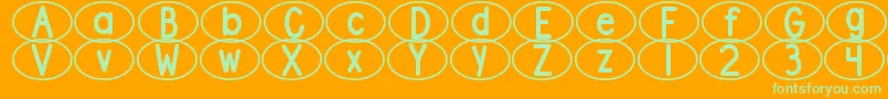 DjbStandardizedTestOval2 Font – Green Fonts on Orange Background