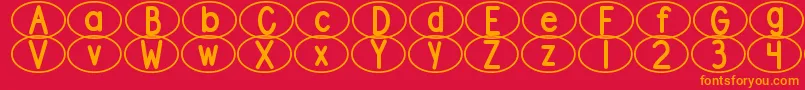 DjbStandardizedTestOval2 Font – Orange Fonts on Red Background