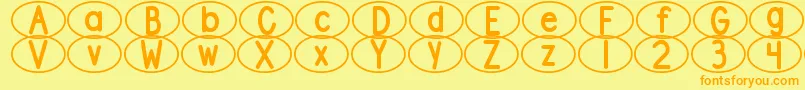 DjbStandardizedTestOval2 Font – Orange Fonts on Yellow Background