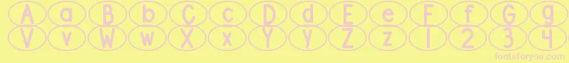 DjbStandardizedTestOval2 Font – Pink Fonts on Yellow Background