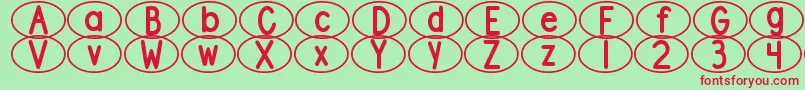 fuente DjbStandardizedTestOval2 – Fuentes Rojas Sobre Fondo Verde