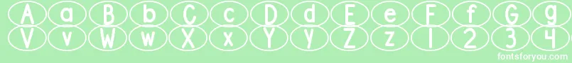 DjbStandardizedTestOval2 Font – White Fonts on Green Background