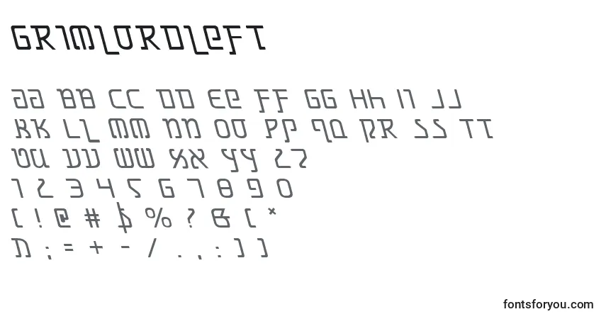 Czcionka Grimlordleft – alfabet, cyfry, specjalne znaki