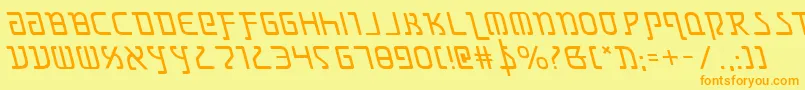 フォントGrimlordleft – オレンジの文字が黄色の背景にあります。