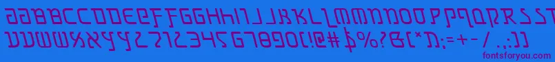 Czcionka Grimlordleft – fioletowe czcionki na niebieskim tle