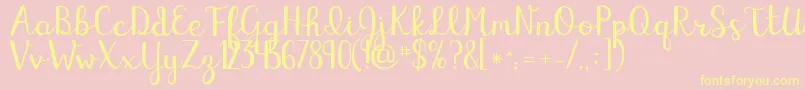 Kgelizaschuylerscript-Schriftart – Gelbe Schriften auf rosa Hintergrund
