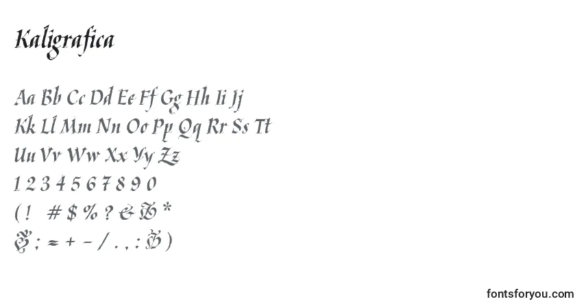 Fuente Kaligrafica - alfabeto, números, caracteres especiales