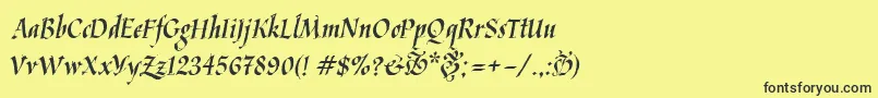 Fonte Kaligrafica – fontes pretas em um fundo amarelo
