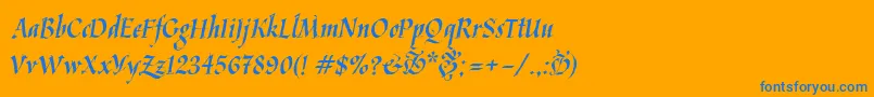 Шрифт Kaligrafica – синие шрифты на оранжевом фоне