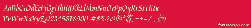 Шрифт Kaligrafica – зелёные шрифты на красном фоне