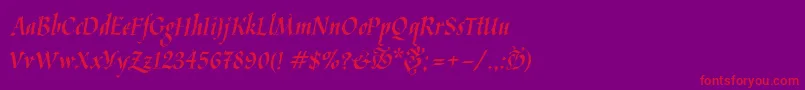 Kaligrafica-Schriftart – Rote Schriften auf violettem Hintergrund