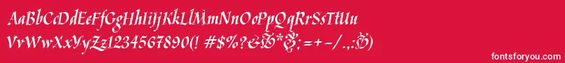 フォントKaligrafica – 赤い背景に白い文字