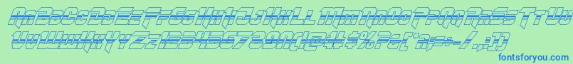 Omegaforcehalf3Dital11-Schriftart – Blaue Schriften auf grünem Hintergrund
