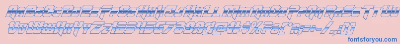 フォントOmegaforcehalf3Dital11 – ピンクの背景に青い文字