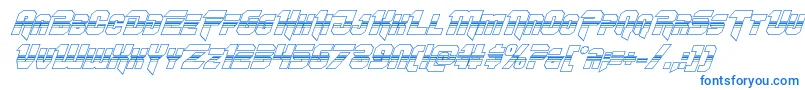 Omegaforcehalf3Dital11-Schriftart – Blaue Schriften auf weißem Hintergrund