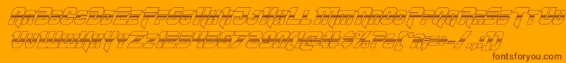 Omegaforcehalf3Dital11-Schriftart – Braune Schriften auf orangefarbenem Hintergrund
