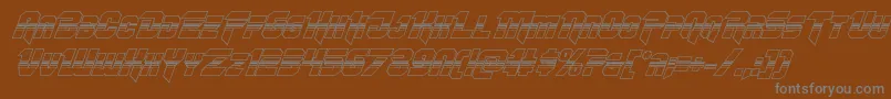 Omegaforcehalf3Dital11-fontti – harmaat kirjasimet ruskealla taustalla