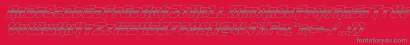 Omegaforcehalf3Dital11-fontti – harmaat kirjasimet punaisella taustalla