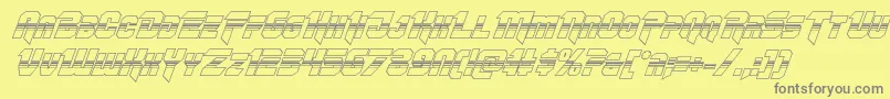 Omegaforcehalf3Dital11-fontti – harmaat kirjasimet keltaisella taustalla