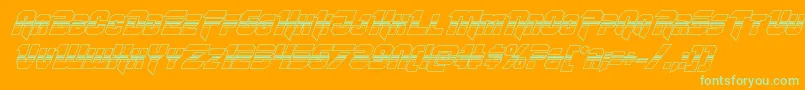 フォントOmegaforcehalf3Dital11 – オレンジの背景に緑のフォント
