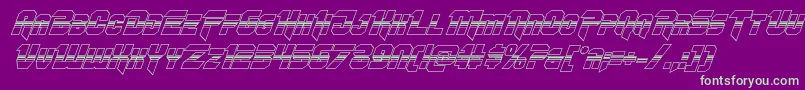 Omegaforcehalf3Dital11-Schriftart – Grüne Schriften auf violettem Hintergrund