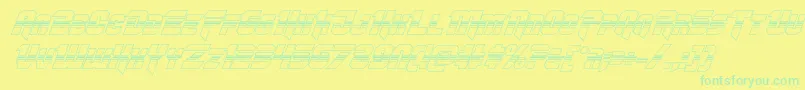 フォントOmegaforcehalf3Dital11 – 黄色い背景に緑の文字