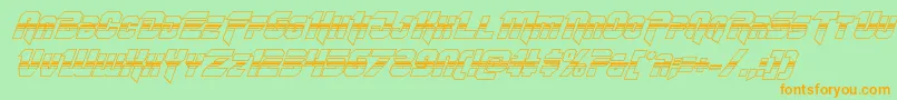 Omegaforcehalf3Dital11-Schriftart – Orangefarbene Schriften auf grünem Hintergrund