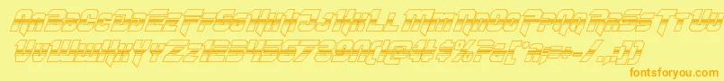 Omegaforcehalf3Dital11-Schriftart – Orangefarbene Schriften auf gelbem Hintergrund