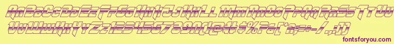 Omegaforcehalf3Dital11-Schriftart – Violette Schriften auf gelbem Hintergrund