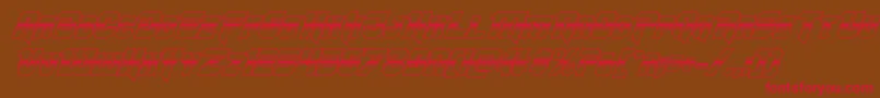 フォントOmegaforcehalf3Dital11 – 赤い文字が茶色の背景にあります。