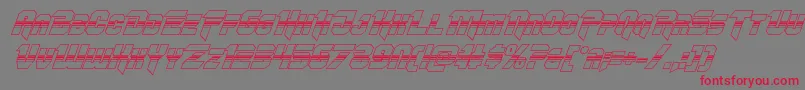 フォントOmegaforcehalf3Dital11 – 赤い文字の灰色の背景