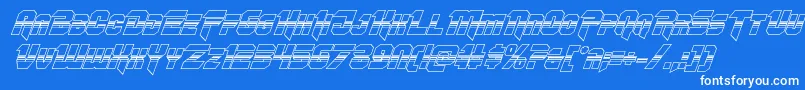Omegaforcehalf3Dital11-Schriftart – Weiße Schriften auf blauem Hintergrund