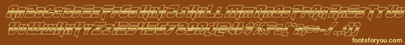Omegaforcehalf3Dital11-fontti – keltaiset fontit ruskealla taustalla