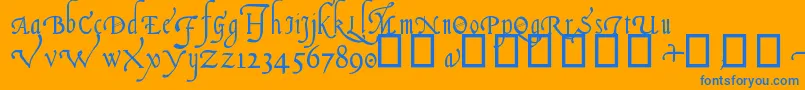 フォントItalianCursive16thC. – オレンジの背景に青い文字