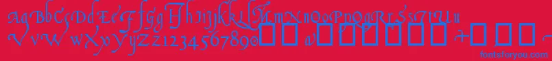 ItalianCursive16thC.-Schriftart – Blaue Schriften auf rotem Hintergrund