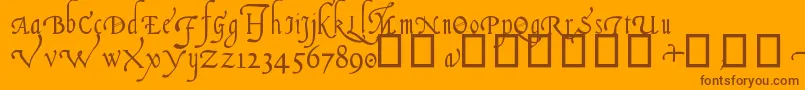 ItalianCursive16thC.-Schriftart – Braune Schriften auf orangefarbenem Hintergrund