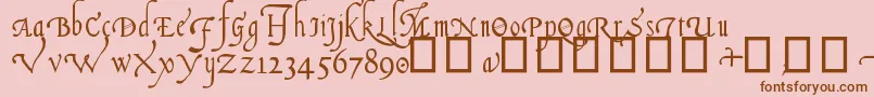 ItalianCursive16thC.-Schriftart – Braune Schriften auf rosa Hintergrund