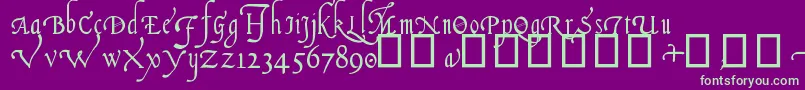 ItalianCursive16thC.-Schriftart – Grüne Schriften auf violettem Hintergrund