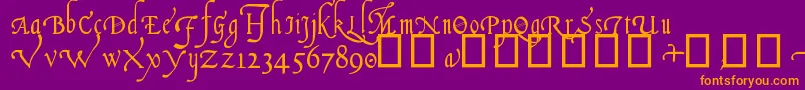 ItalianCursive16thC. Font – Orange Fonts on Purple Background