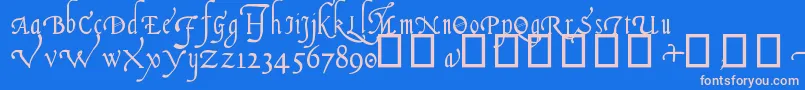 ItalianCursive16thC. Font – Pink Fonts on Blue Background