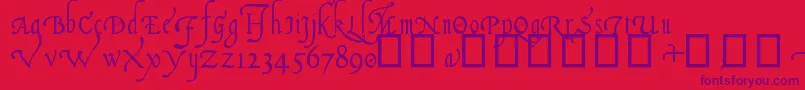 Czcionka ItalianCursive16thC. – fioletowe czcionki na czerwonym tle