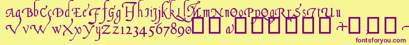 ItalianCursive16thC. Font – Purple Fonts on Yellow Background