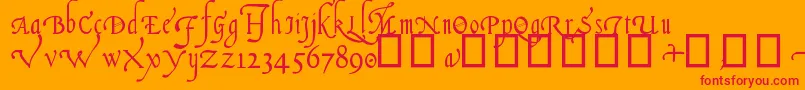 フォントItalianCursive16thC. – オレンジの背景に赤い文字