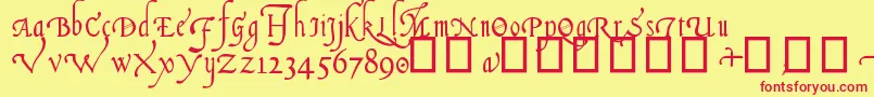 フォントItalianCursive16thC. – 赤い文字の黄色い背景