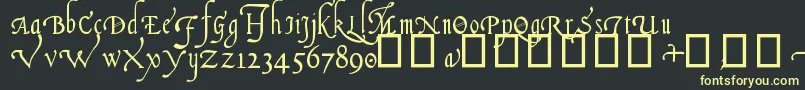 フォントItalianCursive16thC. – 黒い背景に黄色の文字
