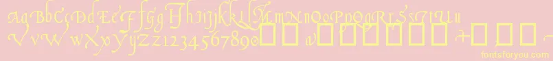 ItalianCursive16thC.-Schriftart – Gelbe Schriften auf rosa Hintergrund