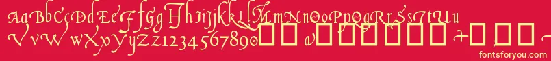 ItalianCursive16thC.-fontti – keltaiset fontit punaisella taustalla